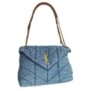 Yves Saint Laurent denim Puffer bag in Medium.
